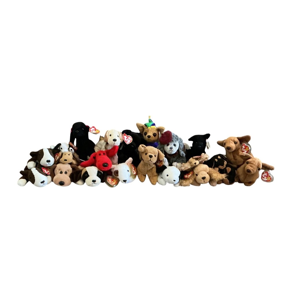 Vintage TY Beanie Babies Dog Lot Plush Retired Puppy Mixed Bruno Tiny